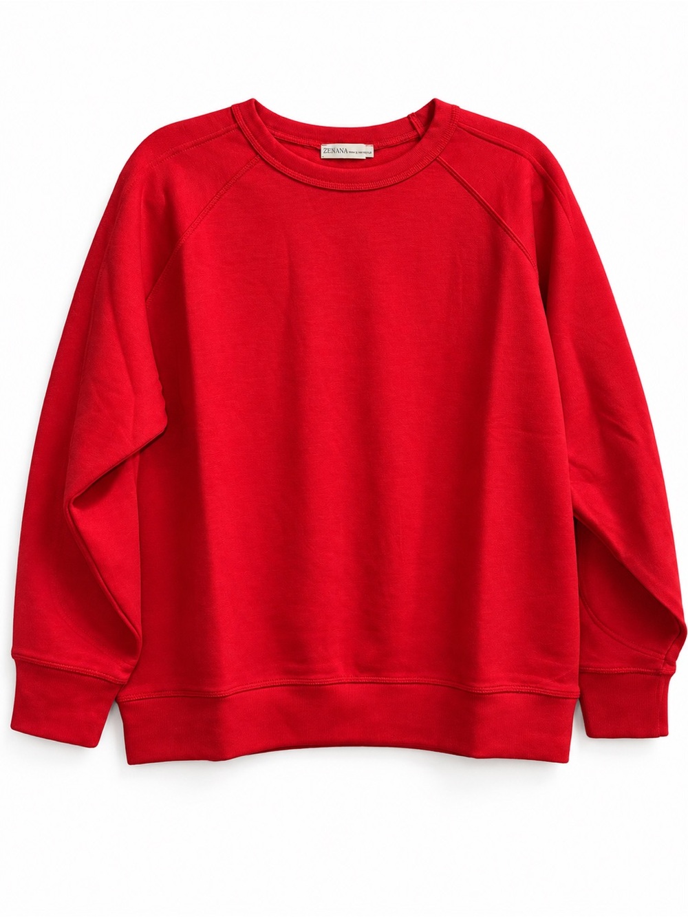 Zenana Red Crewneck Raglan Sweatshirt Women’s Large Stretch Pullover NWOT